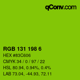 Color code: RGB 131 198 6 | qconv.com