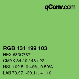 Color code: RGB 131 199 103 | qconv.com