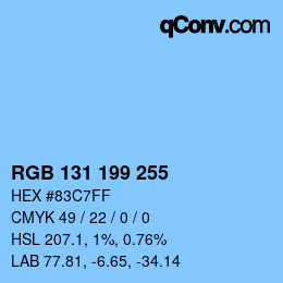 Color code: RGB 131 199 255 | qconv.com