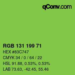 Color code: RGB 131 199 71 | qconv.com