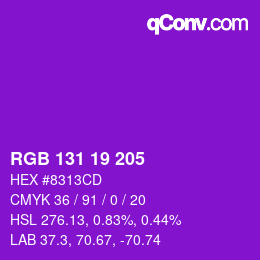 Color code: RGB 131 19 205 | qconv.com