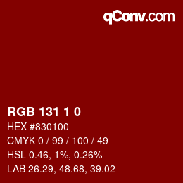 Color code: RGB 131 1 0 | qconv.com