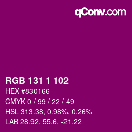 Color code: RGB 131 1 102 | qconv.com