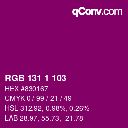 Color code: RGB 131 1 103 | qconv.com