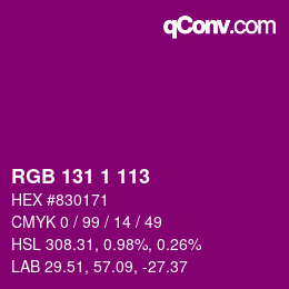 Color code: RGB 131 1 113 | qconv.com