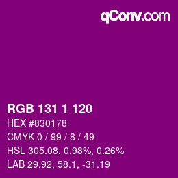 颜色代码: RGB 131 1 120 | qconv.com
