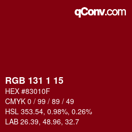 Color code: RGB 131 1 15 | qconv.com