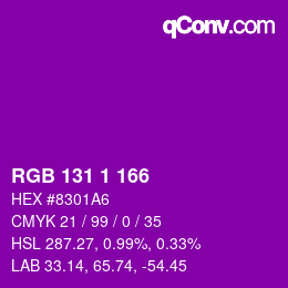 Color code: RGB 131 1 166 | qconv.com
