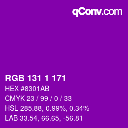 Color code: RGB 131 1 171 | qconv.com
