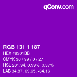 Color code: RGB 131 1 187 | qconv.com