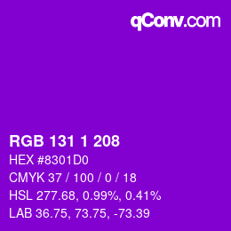 Color code: RGB 131 1 208 | qconv.com