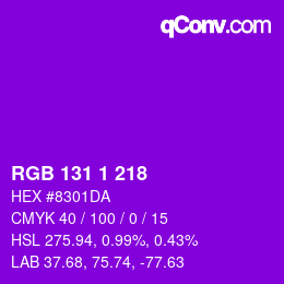 Color code: RGB 131 1 218 | qconv.com