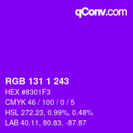 Color code: RGB 131 1 243 | qconv.com