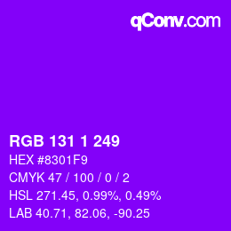 Color code: RGB 131 1 249 | qconv.com