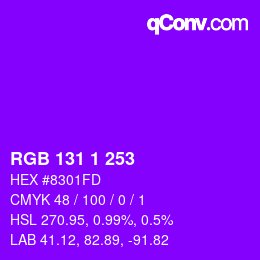 Color code: RGB 131 1 253 | qconv.com