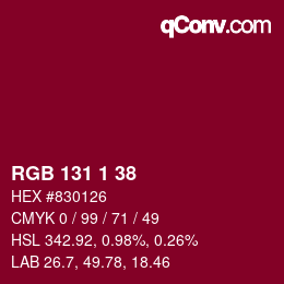 カラーコード: RGB 131 1 38 | qconv.com