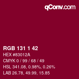 Color code: RGB 131 1 42 | qconv.com