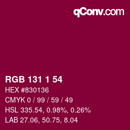 Color code: RGB 131 1 54 | qconv.com