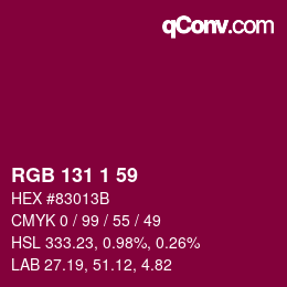 Code couleur: RGB 131 1 59 | qconv.com