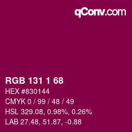カラーコード: RGB 131 1 68 | qconv.com