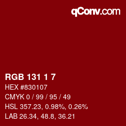 カラーコード: RGB 131 1 7 | qconv.com