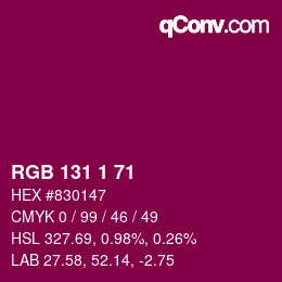 Color code: RGB 131 1 71 | qconv.com