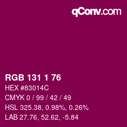 カラーコード: RGB 131 1 76 | qconv.com
