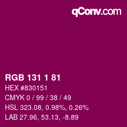 Color code: RGB 131 1 81 | qconv.com