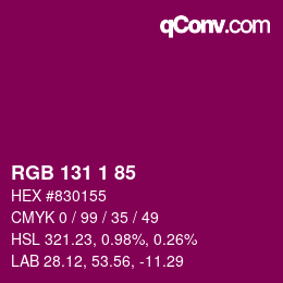 Color code: RGB 131 1 85 | qconv.com