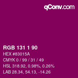 Color code: RGB 131 1 90 | qconv.com