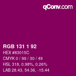 Color code: RGB 131 1 92 | qconv.com