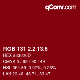 カラーコード: RGB 131 2.2 13.6 | qconv.com