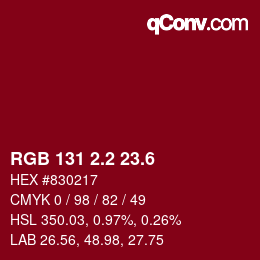 カラーコード: RGB 131 2.2 23.6 | qconv.com