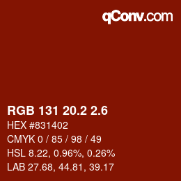 カラーコード: RGB 131 20.2 2.6 | qconv.com