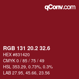 カラーコード: RGB 131 20.2 32.6 | qconv.com