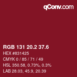 カラーコード: RGB 131 20.2 37.6 | qconv.com