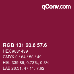 カラーコード: RGB 131 20.6 57.6 | qconv.com