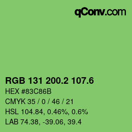 カラーコード: RGB 131 200.2 107.6 | qconv.com
