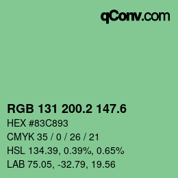 カラーコード: RGB 131 200.2 147.6 | qconv.com