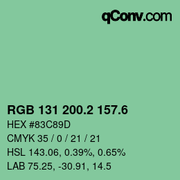 カラーコード: RGB 131 200.2 157.6 | qconv.com