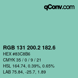 カラーコード: RGB 131 200.2 182.6 | qconv.com