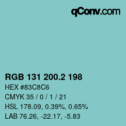 Color code: RGB 131 200.2 198 | qconv.com