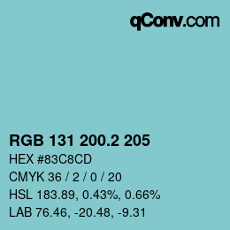 カラーコード: RGB 131 200.2 205 | qconv.com