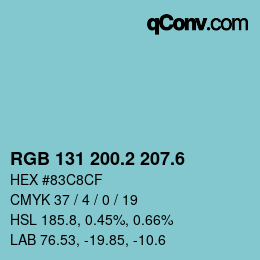 カラーコード: RGB 131 200.2 207.6 | qconv.com