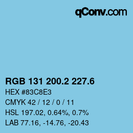 カラーコード: RGB 131 200.2 227.6 | qconv.com