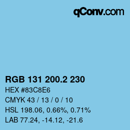 カラーコード: RGB 131 200.2 230 | qconv.com