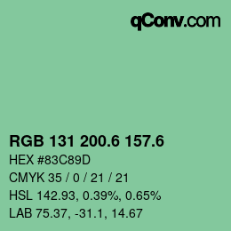 カラーコード: RGB 131 200.6 157.6 | qconv.com