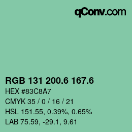 カラーコード: RGB 131 200.6 167.6 | qconv.com