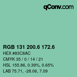 カラーコード: RGB 131 200.6 172.6 | qconv.com