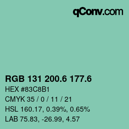 カラーコード: RGB 131 200.6 177.6 | qconv.com